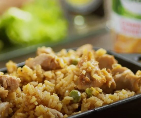 Pollo con arroz al vapor de cerveza