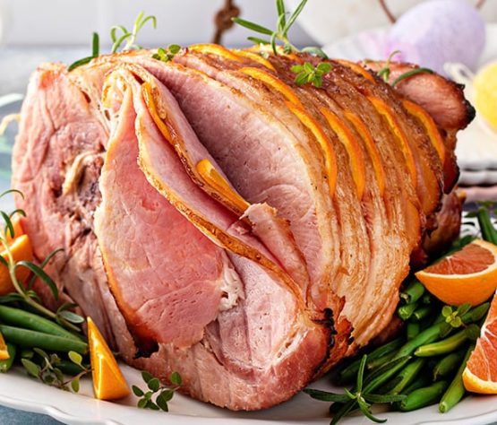 Jamón de pascua con glaseado de miel y naranja