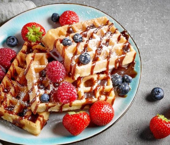 Waffles con fresas